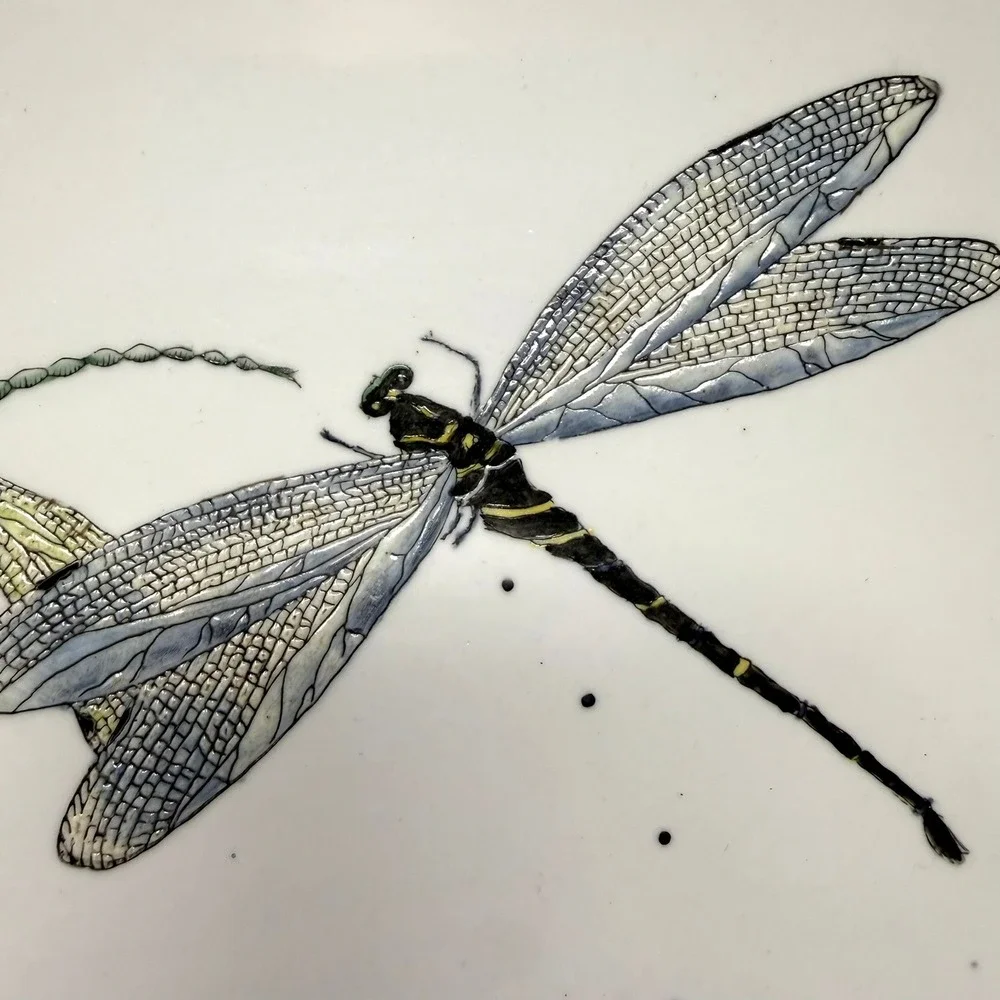 Fabienne Jouvin Paris Libellule Dragonfly Decorative Plate 1999 Purple White VTG